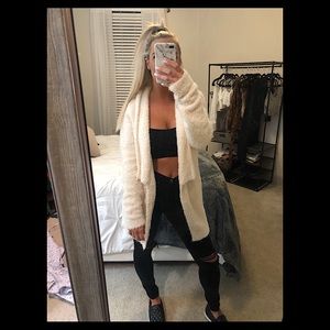 White Fuzzy Cardigan - SIZE S - Fashion Nova